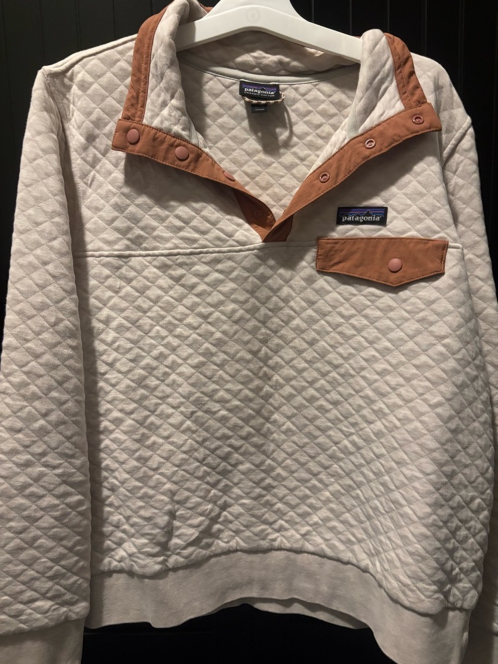 Patagonia Cream Synchilla Quilted Organic Cotton Pullover